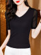Latin dance top female design sense adult clothing V -neck performance dance dance dance dance training exercise shirt