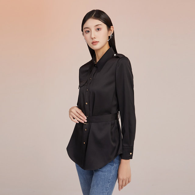 Somsom/Soma Black Shirt Women's Long Sleeve Senior Design A sense
