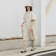 Semi-circle women's clothing 2024 summer new brand irregular splicing drawstring dress for women light sports niche design
