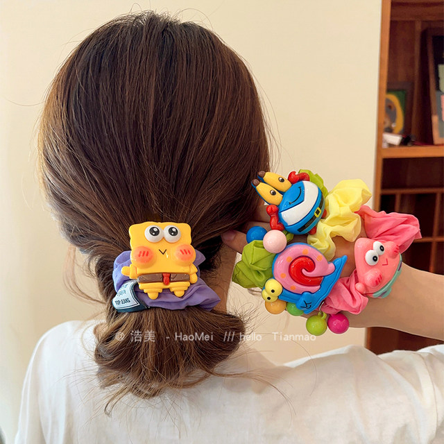 Cute high ponytail head rope 2025 new high-end large intestinal hair band rubber band women tie head high elastic bun hair rope