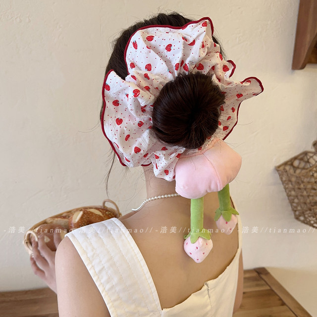 Cute big goose hair circle women 2025 new high-end large intestinal hair accessories back head meatball hair rope flower headwear