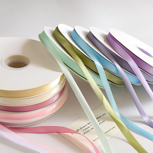 Macaron polyester ribbon 1.0cm solid color ribbon floral packaging DIY strap baking cake bow ribbon