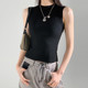 Wild threaded cotton semi -high -necked suspender vest ladies in Xiawai wearing a pair of breasts inside the coat and thin bottom shirt spring