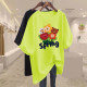 Mid-length five-quarter sleeve pure cotton large size loose pink white T-shirt for women short-sleeved fat mm inner top summer half-sleeved