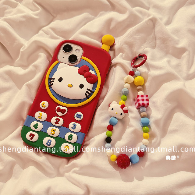 Japanese and Korean red KT cat PHS suitable for Apple 16ProMax mobile phone case iphone16 new 17air cartoon 15 cute 14 creative 13 female model 15promax soft silicone protective cover