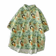 Children's fun cartoon printed fresh lapel top versatile cotton loose summer short-sleeved shirt women's shirt new