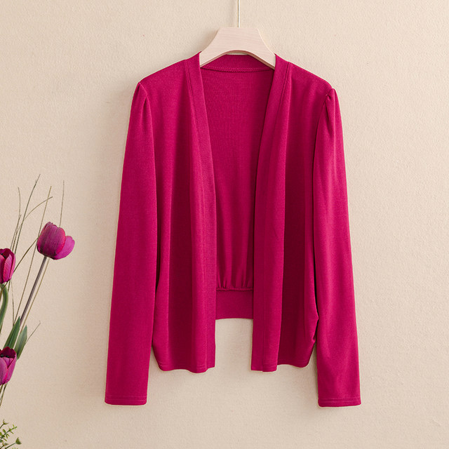 Knitted shawl jacket women's short spring and autumn new long-sleeved versatile cheongsam skirt with cardigan mom top