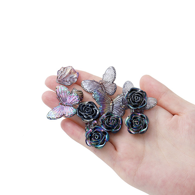 Acrylic AB color flowers and butterflies mixed blind box beads transparent with holes diy mobile phone case bracelet necklace material package