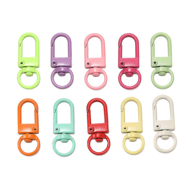 Colorful keychain spray painted zinc alloy 3-point small door buckle DIY mobile phone chain key buckle metal jewelry accessories