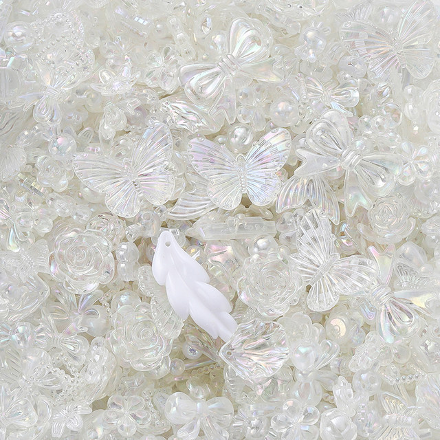 Acrylic AB color flowers and butterflies mixed blind box beads transparent with holes diy mobile phone case bracelet necklace material package