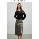 YLLE ELLY tiger pattern printed skirt 2023 early autumn new invisible zipper high waist slit straight long skirt