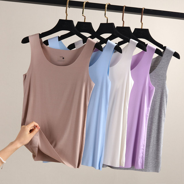 Seamless modal camisole women's summer outer wear thin large size bottoming shirt cotton inner short sleeveless top