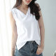 White sleeveless T -shirt female loose Korean version of cotton large size split V -neck top wearing unreasonable vests in summer new models
