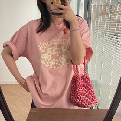 Dark green short-sleeved T-shirt for women pure cotton loose lazy style ins trendy design niche student half-sleeved T-shirt top
