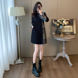 New Chinese women's dress autumn and winter modified cheongsam senior temperament celebrity high-end retro national style black dress