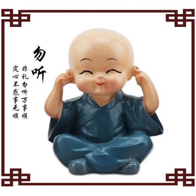 Ceramic cute four-no-zen little monk ornaments home and garden decoration purple sand crafts creative mini flower pots