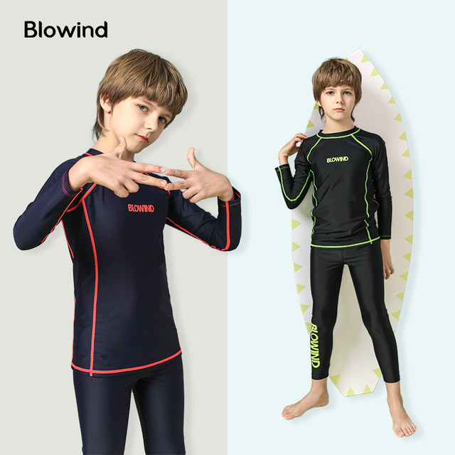 Blowind children's split swimsuit boy's sun protection quick-drying surfing diving medium and large boy's long-sleeved and long-pants swimsuit