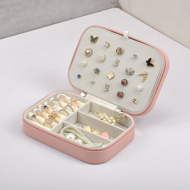 Portable jewelry box Travel storage earrings earrings necklace ring accessories exquisite mini small jewelry box