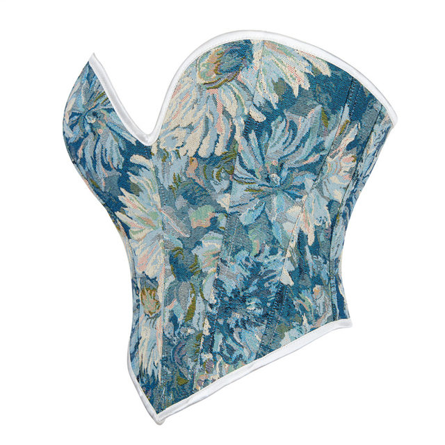 The new blue printed lady tube top chest shaping the body top
