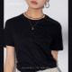 Yingmei is naturally 丨 True silk acetic acid pocket T -shirt loose short -sleeved casual white round neck top summer new
