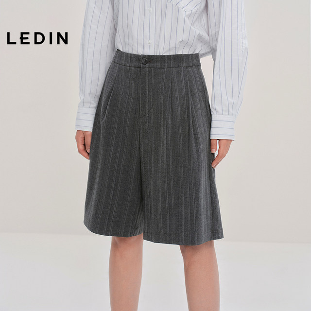 
Lecho stretch casual mid-shorts commuting loose wide-leg shorts C2GCF3308
