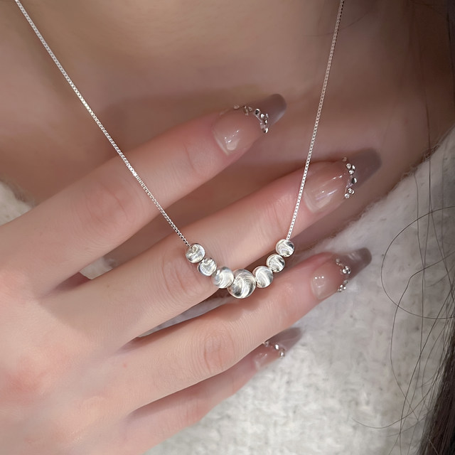 S925 sterling silver cat eye bead necklace women's light luxury niche design advanced clavicle chain 2025 new hot style necklace