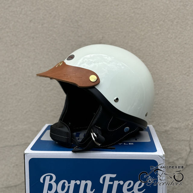 Retro helmet brim lightning genuine cowhide mountain bike motorcycle full helmet penguin decoration bornfree seabird evo