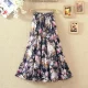 Chiffon floral skirt women's clothing 2024 summer new lace versatile printed large long model long skirt
