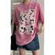 
Spot 2025 summer new product, Song Lan new style 25057 fashionable pink cartoon pattern loose short-sleeved T-shirt