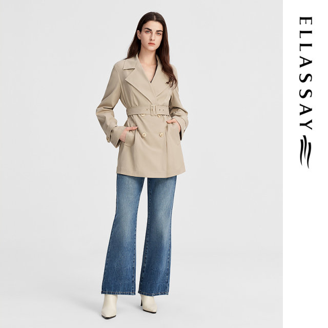 
Gliss Outlet Autumn New Belt Design Classic Short Trench Coat Women EWW343F00900
