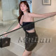 Devil Beautylogo tube top shoulder strap asymmetrical locomotive street high waist half skirt
