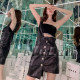 Devil Beautylogo tube top shoulder strap asymmetrical locomotive street high waist half skirt

