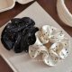 
South Korea's Dongdaemun high-end satin black and white polka dot large intestine hair ring versatile ball head high ponytail hair rope hair accessories