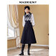 MAXRIENY Retro A-Line Princess Dress Autumn Waffle Umbrella Strap Skirt