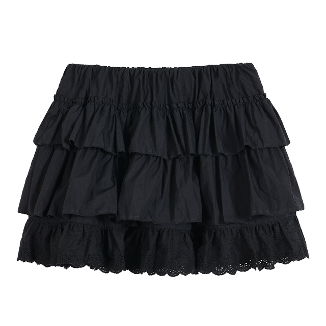 pusumede sweet age-reducing lace spliced ​​skirt for women's cake skirt design niche A-line puffy short skirt