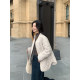 pusumede apricot diamond-shaped cotton jacket 2025 autumn and winter new loose casual collarless cotton jacket niche silhouette jacket