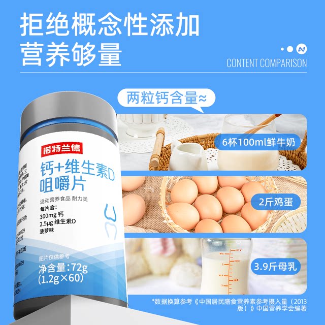 Notland Calcium Tablets Vitamin D Chewable Tablets Teenagers Calcium Carbonate Supplement Men and Women Middle-aged and Elderly Non-Liquid Calcium