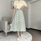Sweet chiffon skirt fat mm floral mid-length large hem skirt 2024 new versatile large size printed umbrella skirt summer