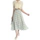 Sweet chiffon skirt fat mm floral mid-length large hem skirt 2024 new versatile large size printed umbrella skirt summer
