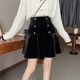 Large size commuting fishtail short skirt winter fashion gold velvet skirt fat MM temperament cover double -breasted A -line skirt
