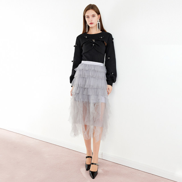 missCOCOON temperament skirt 2024 new autumn style versatile ruffled mesh cake skirt fairy skirt for women