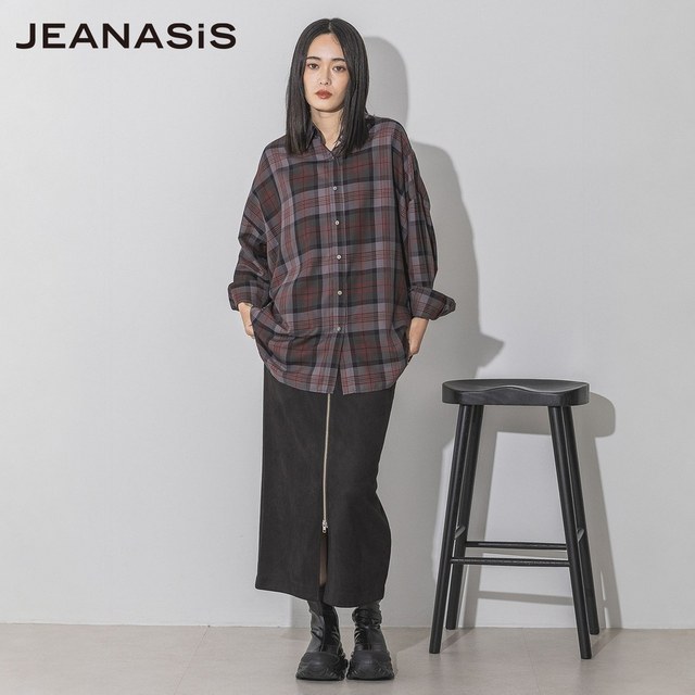 JEANASIS skirt for women in winter new style stylish solid color zipper simple Japanese long skirt 133807
