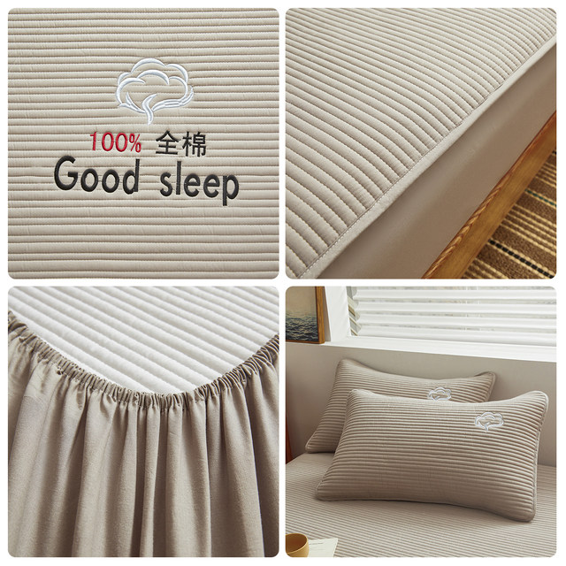 Category Aa maternal and infant grade Xinjiang 100% cotton cotton fitted sheet single piece thickened quilted 100% cotton non-slip bed cover cover for all seasons