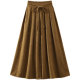 2023 autumn and winter new retro high -waisted A -line skirt light core skirts, laceli pleated skirt long skirt women
