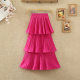 2024 spring and summer new high-waist layered spliced ​​cake skirt design niche mid-length pleated skirt for women