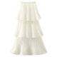 2024 spring and summer new high-waist layered spliced ​​cake skirt design niche mid-length pleated skirt for women