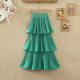 2024 spring and summer new high-waist layered spliced ​​cake skirt design niche mid-length pleated skirt for women