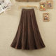 2024 Spring and Autumn New Elastic High Waist All-match Corduroy Pleated Skirt Spliced ​​Velvet Skirt Long Skirt Women's Skirt