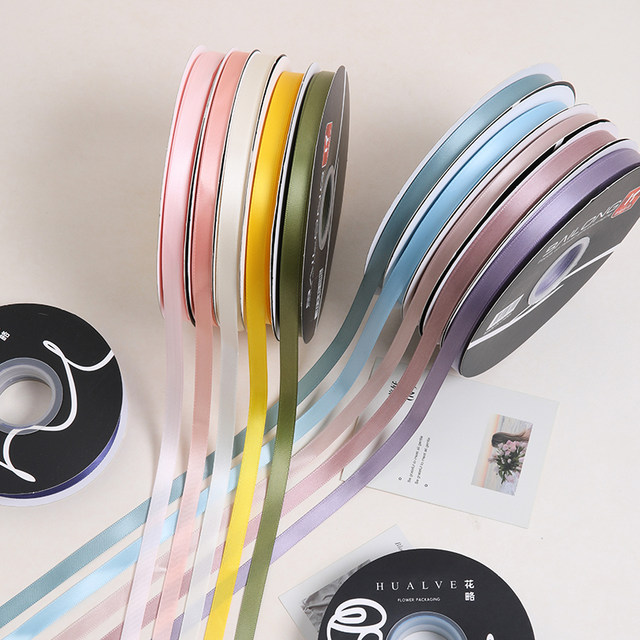 1cm solid color gift gift ribbon bow tie flower packaging ribbon bouquet ribbon material