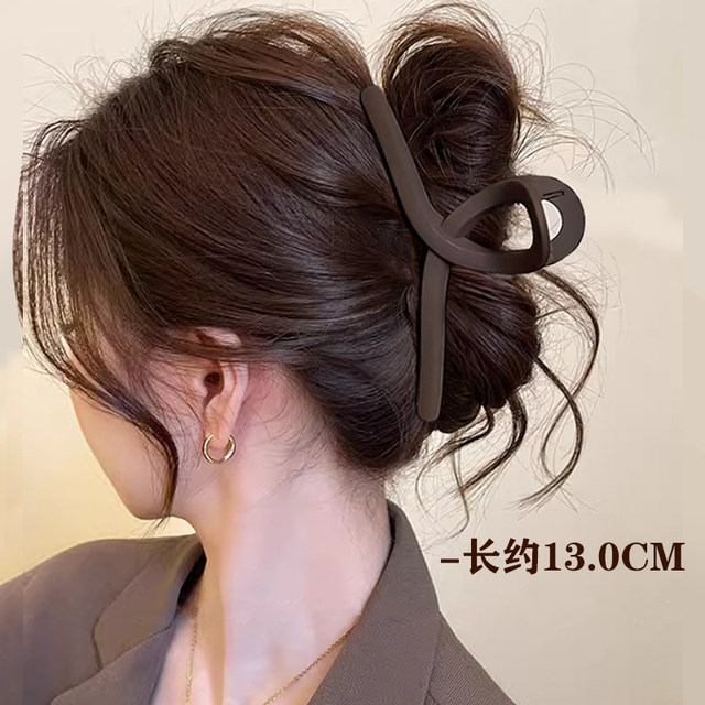 Coffee-colored matte grab clip women's new hair clip back of the head large-sized hair volume shark clip hairpin headdress